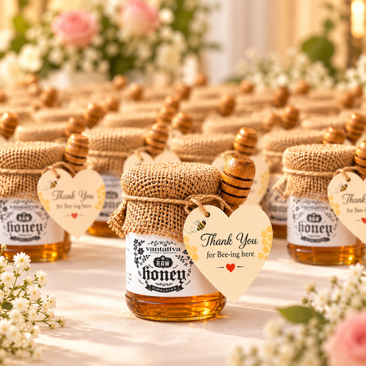 vantattva honey gift jar with wooden dipper honey spoon for festive gifting corporate gifting baby shower birthday