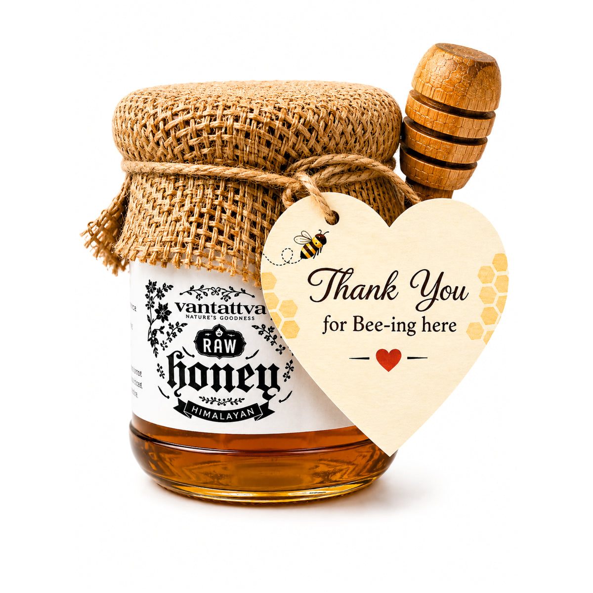 vantattva honey gift jar with wooden dipper honey spoon for festive gifting corporate gifting baby shower birthday