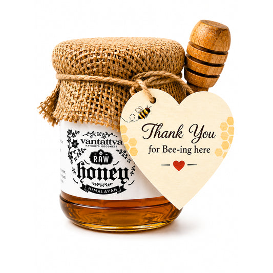 vantattva honey gift jar with wooden dipper honey spoon for festive gifting corporate gifting baby shower birthday