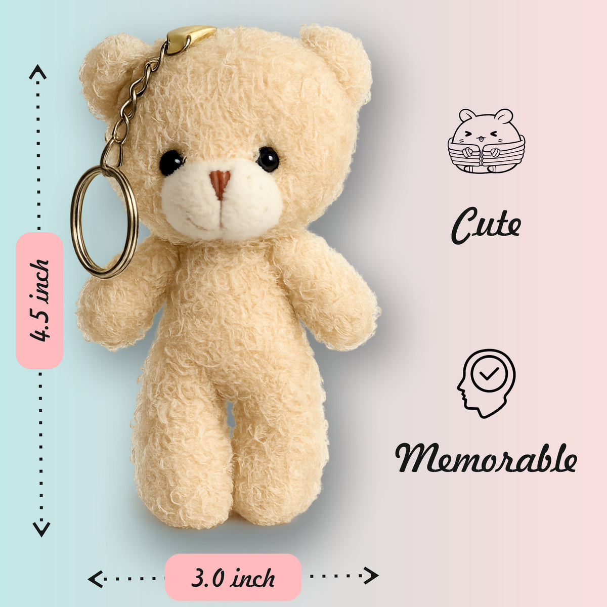 Small beige teddy bear keychai